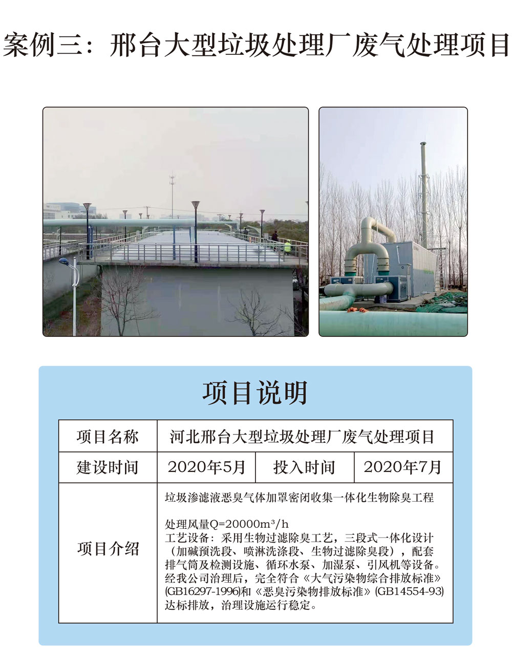 邢臺大型垃圾處理廠廢氣處理項(xiàng)目